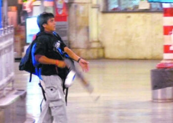 Ajmal Kasab during Mumbai terror attacks. (File photo)