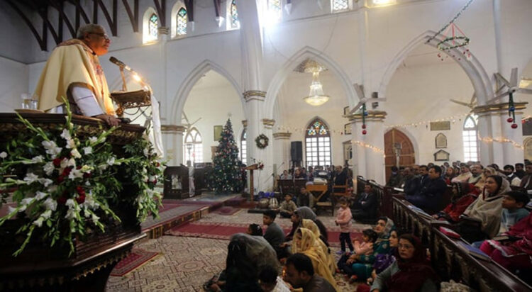 Christian Community people attend annual commemoration ceremony on the occasion of Christmas Day celebration held at Saint John Cathedral Church in Peshawar on December 25, 2023. — (FILE/PPI)