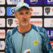 Jason Gillespie speaks during a press conference at the Multan Cricket Stadium in Multan, Pakistan, on September 2, 2024. (PCB)