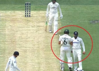 Virat Kohli is shouldering Australian batter Sam Konstas. Photo. X