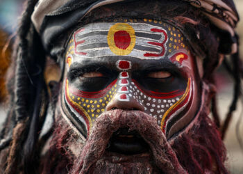 A Hindu devotee takes part in a religious procession of Naya Udasin Akhara ahead of the Maha Kumbh Mela festival in Prayagraj on January 10, 2025. (REUTERS)