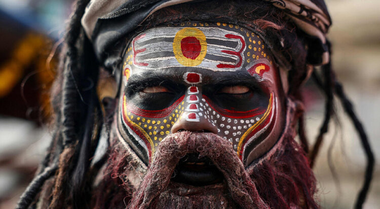 A Hindu devotee takes part in a religious procession of Naya Udasin Akhara ahead of the Maha Kumbh Mela festival in Prayagraj on January 10, 2025. (REUTERS)