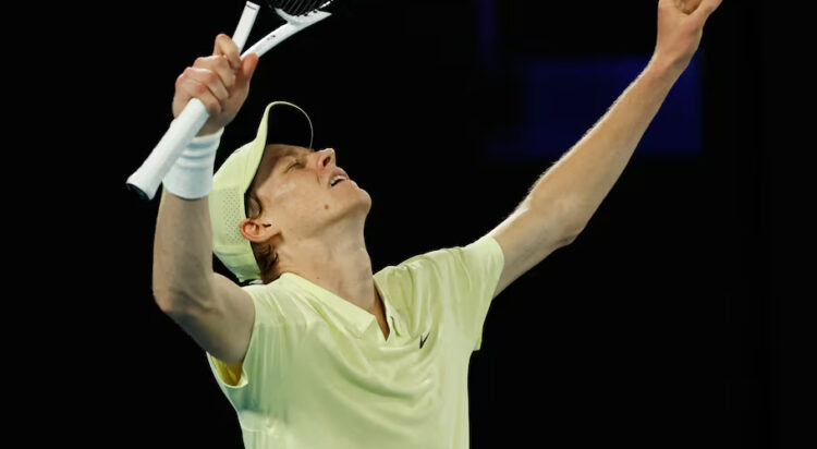 Tennis - Australian Open - Melbourne Park, Melbourne, Australia - January 26, 2025 Italy's Jannik Sinner celebrates winning the final against Germany's Alexander Zverev REUTERS/Tingshu Wang