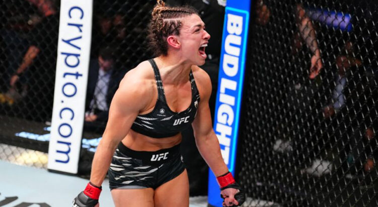 Mackenzie Dern after her victory over Amanda Ribas. Photo by Chris Unger/Zuffa LLC via Getty Images