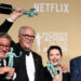 John Lithgow, Ralph Fiennes, Sergio Castellitto and Isabella Rossellini pose with the award for Outstanding Performance by a Cast in a Motion Picture for "Conclave" at the 31st Screen Actors Guild Awards, in Los Angeles, California, U.S., February 23, 2025. REUTERS/Daniel Cole TPX IMAGES OF THE DAY