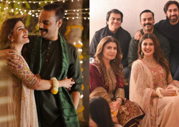 The pre-wedding gathering was highlighted by a musical evening, glimpses of which were shared on social media by actor Khaqan Shahnawaz. (Image: Instagram)