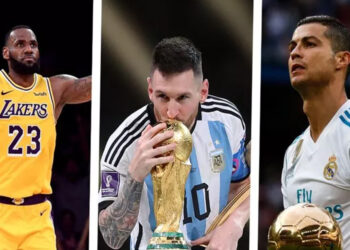 LeBron James, Messi and Ronaldo (Credit; football.london)