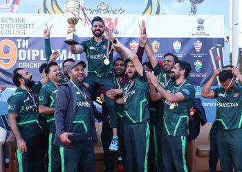 Pakistan Consulate players celebrate after defeating Bangladesh in the final of the Diplomatic Cup Cricket Championship 2025 in Dubai. (Image: Pakistan Consulate)