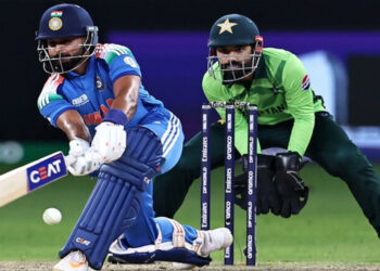 India’s Shreyas Iyer (L) plays a shot as Pakistan’s wicketkeeper captain Mohammad Rizwan watches during the ICC Champions Trophy one-day international cricket match between Pakistan and India at the Dubai International Stadium in Dubai on February 23. — AFP