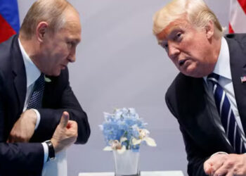 In this file photo taken on July 7, 2017, then US president Donald Trump meets with Russian President Vladimir Putin at the G-20 Summit in Hamburg, Germany. EVAN VUCCI / AP