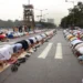 Muslims performing prayers on road in India. File photo