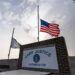 In this photo reviewed by US military officials, flags fly at half-staff at Camp Justice in Guantanamo Bay Naval Base in Cuba on Aug. 29, 2021. (AP/File)