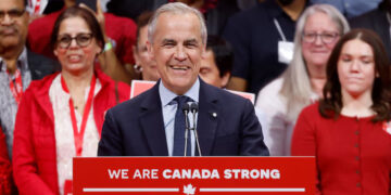 Canada's Prime Minister Mark Carney speaks at the Liberal Party election night headquarters in Ottawa, Ontario, Canada April 29, 2025. REUTERS/Blair Gable