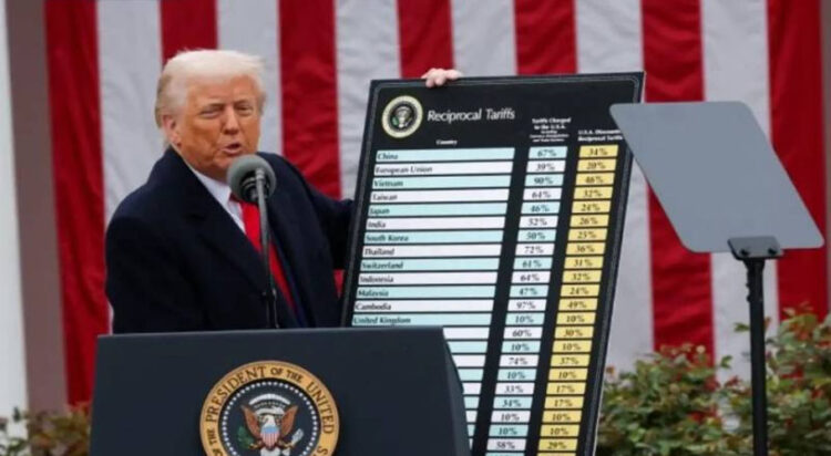 President Donal Trump unveiling his global tariff plan: Image (Online )