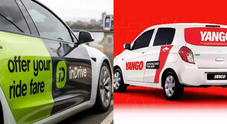 This combo of images shows inDrive and Yango vehicles. (File)