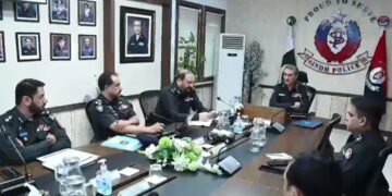 IGP Ghulam Nabi Memon at the Central Police Office (CPO) Karachi on May 5, 2025.  (Screengrab via Facebook@sindhpolicedmc)