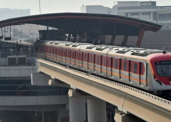 This undated image shows Orange Train Service in Lahore (File)