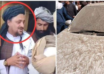 JUI-F leader Maulana Noorullah’s vehicle targeted in a bomb attack on Thursday near a seminary in the lower South Waziristan (Image: photonews.com.pk)