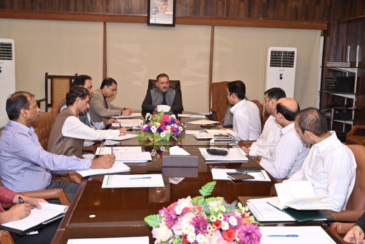 Memon chairing a meeting in Karachi. Online