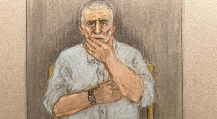 A court sketch shows Mr Sullivan's reaction from prison after the judge ruled he would be released (Credit: JULIA QUENZLER)