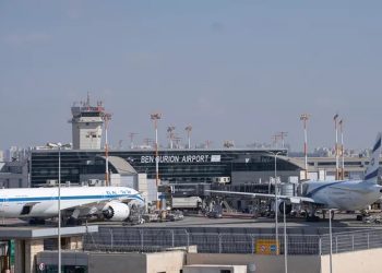 Two planes are parked at Ben Gurion International Airport near Tel Aviv, Israel, Monday Sept. 2, 2024. Outgoing flights at the airport were halted for two hours on Monday morning as part of a general strike launched in response to the deaths of hostages held in Gaza. (AP Photo)