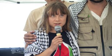 Climate activist Greta Thunberg with other activists from a human rights organization meets with journalists in Catania, Italy, Sunday, June 1, 2025, ahead of their departure for the Mideast. (AP)