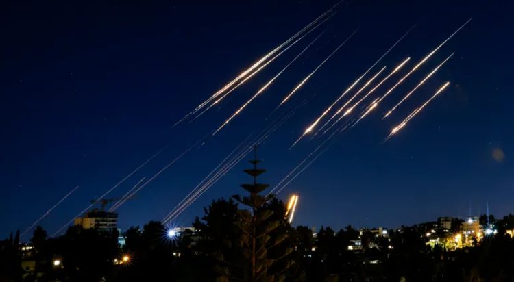 Missiles from Iran are pictured over Jerusalem on June 14, 2025 [Menahem Kahana / AFP]