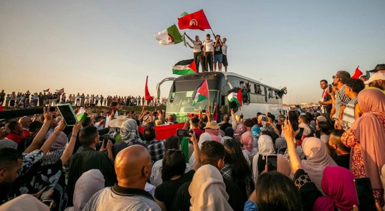 Tunisians depart on Gaza convoy. Photo: Tunisia Land Convoy