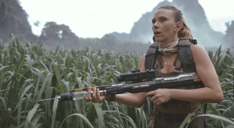 This image released by Universal Pictures and Amblin Entertainment shows Scarlett Johansson in a scene from " Jurassic World: Rebirth.” (Jasin Boland/Universal Pictures and Amblin Entertainment via AP)