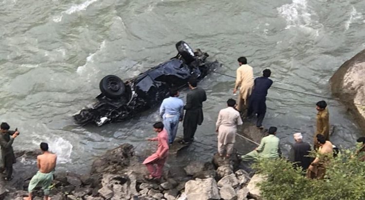 This file photo depicts the aftermath of a tragic accident in July 2021, when a vehicle carrying a family plunged into the Neelum River in Azad Jammu and Kashmir's Neelum Valley. The incident claimed the lives of six family members and left two children injured.
(Image: Dawn.com)