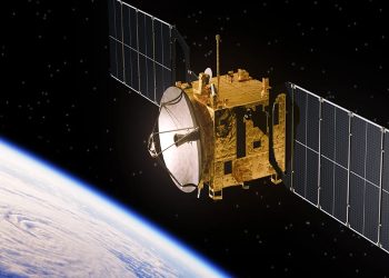 This image shows a satellite in space. (Credit: Konstantin Shaklein/Alamy)