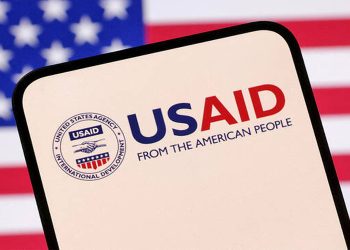 USAID logo and U.S. flag are seen in this illustration taken April 23, 2025. (REUTERS)
