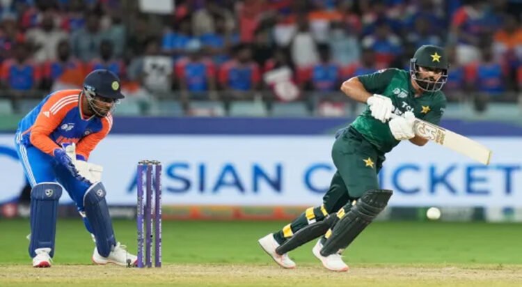 Pakistan's Fakhar Zaman bats during the Asia Cup 2025 final between India and Pakistan at Dubai International Cricket Stadium [Altaf Qadri/AP]