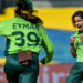 Pakistan's captain Fatima Sana celebrates after taking the wicket of Australia's Phoebe Litchfield during the ICC Women's Cricket World Cup 2025 match between Australia and Pakistan. Photograph: Ishara S Kodikara/AFP/Getty Images