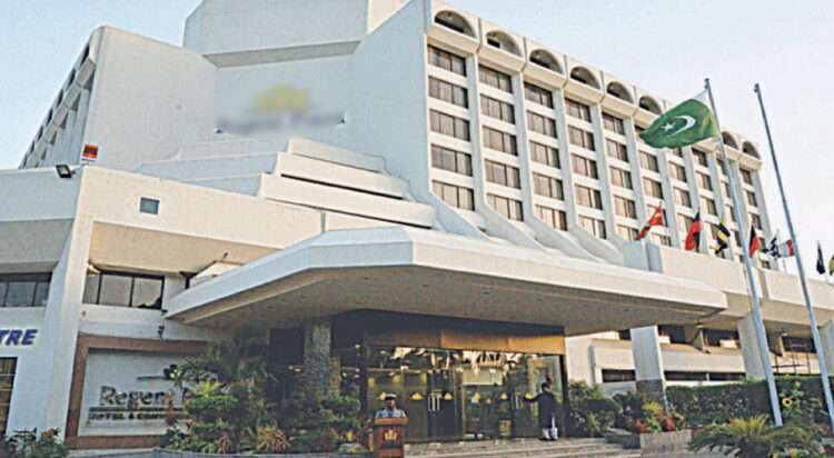 Formerly Regent Plaza Hotel and Convention Centre is located on main Sharea Faisal on an area of 13,200 square yards. The total covered area of the multi-storey building is 47,034 square yards.