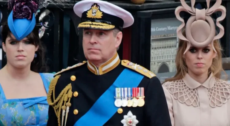Britain’s Prince Andrew, center, and his daughters Princess Eugenie, left, and Princess Beatrice leave Westminster Abbey after the wedding of Prince William to Catherine Middleton, in London, April 29, 2011. (AP Photo/Gero Breloer, File)