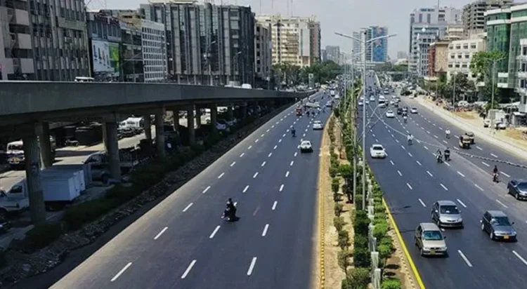 Ariel view of Shahrah-e-Faisal Road. — Twitter/File