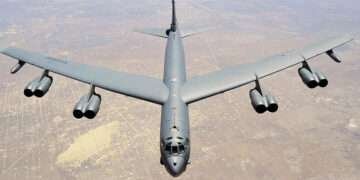 A B-52 Stratofortress assigned to the 307th Bomb Wing, Barksdale Air Force Base, Louisiana, approaches the refueling boom of a KC-135 Stratotanker from the 931st Air Refueling Group, McConnell Air Force Base, Wichita, Kansas