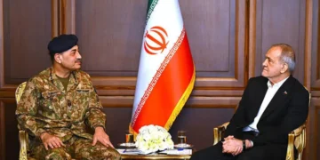 Pakistan’s Chief of Defense Forces Field Marshal Asim Munir meeting with Iran President Dr. Masoud Pezeshkian in Tehran on April 16, 2026. (ISPR)