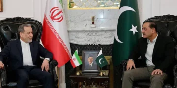 This handout photo released by the Iranian Foreign Ministry on April 25, 2026 shows Pakistan's Army Chief and Field Marshal Syed Asim Munir (R) meeting with Iran's Foreign Minister Abbas Araghchi upon his arrival in Islamabad. (AFP/File)