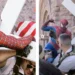 Anti-Islam rally organizer was attacked by a man wearing Spiderman costume outside City Hall, Minneapolis. (screengrab)