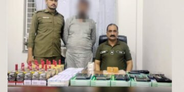 Police said the arrested suspect, identified as Ahmed Hassan, admitted during interrogation that he had been supplying weapons to different districts through online bookings.